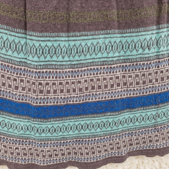 Free People Women US XS knit tank top blue brown turquoise bohemian print linen - Picture 8 of 9